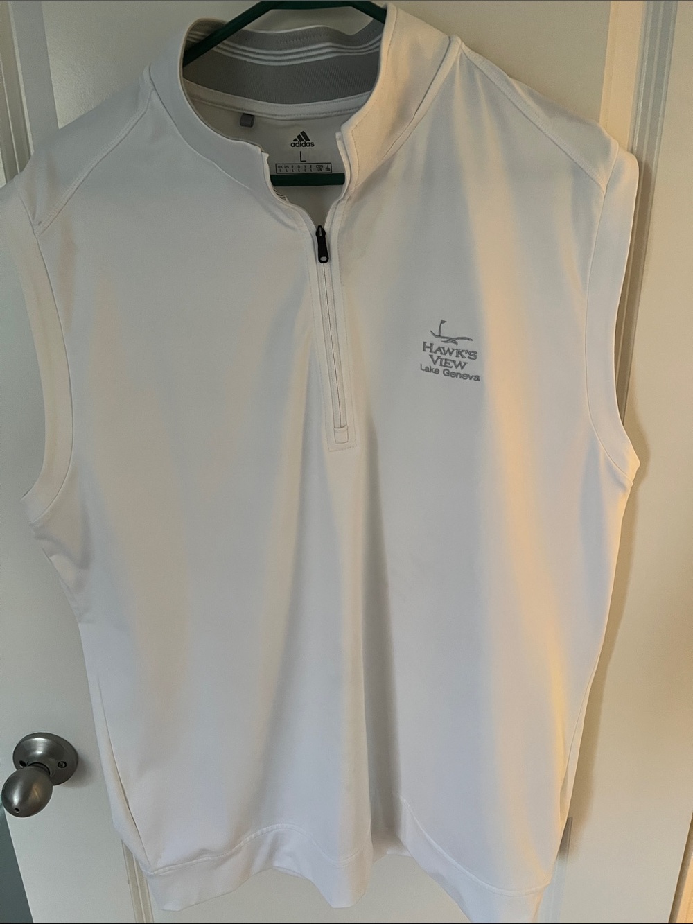 adidas White Men's Sleeveless 1/4 Zip Athletic Vest